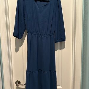 Lucky Brand Blue Tiered Ruffled Sundress